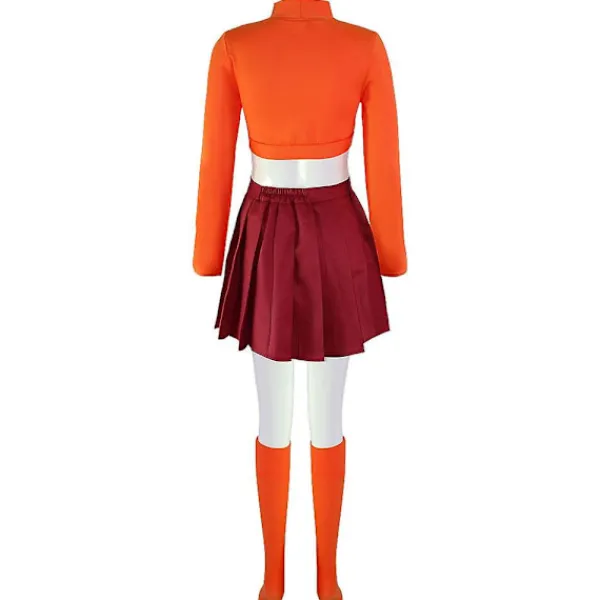 Anime Velma Cosplay Kostym Filmkaraktär Orange Uniform Halloween Kostym För Kvinnor Flickor Cosplay Kostym Peruk V XL> Peruker