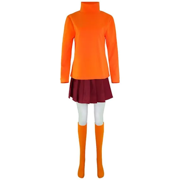 Anime Velma Cosplay Kostym Filmkaraktär Orange Uniform Halloween Kostym För Kvinnor Flickor Cosplay Kostym Peruk V XL> Peruker