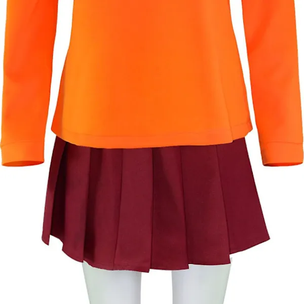 Anime Velma Cosplay Kostym Filmkaraktär Orange Uniform Halloween Kostym För Kvinnor Flickor Cosplay Kostym Peruk V XL> Peruker
