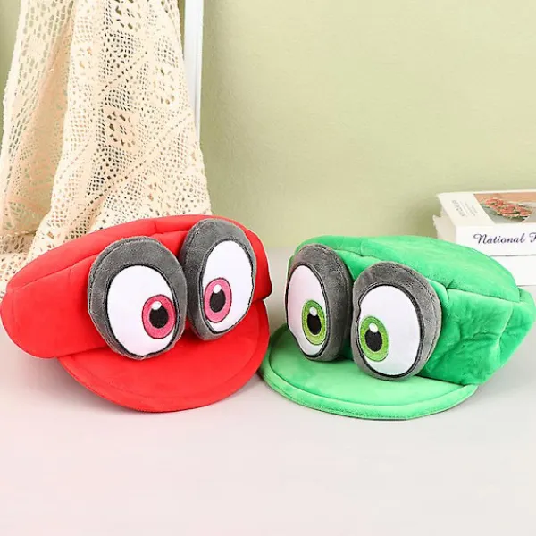 Anime-spel Mario Odyssey Plyschhatt Nyhet Grön Röd Keps för Cosplay Kostym Halloween Födelsedagspresenter> Huvudbonader
