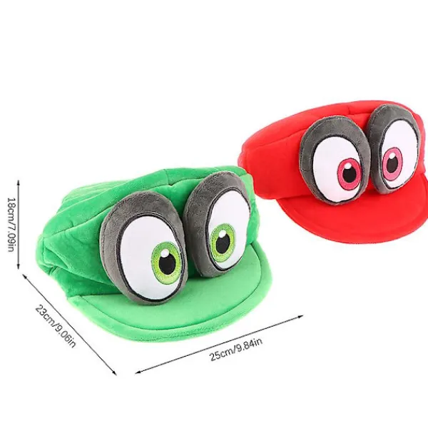 Anime-spel Mario Odyssey Plyschhatt Nyhet Grön Röd Keps för Cosplay Kostym Halloween Födelsedagspresenter> Huvudbonader