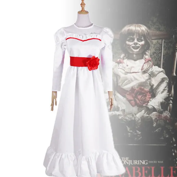 Annabel Film Cosplay Kostym för Kvinnor Barn Vuxen Halloween Kostymer och Peruk Skräck Läskig Fancy Vit Klänning Outfits A endast peruk-FA- S | Fyndiq> Peruker