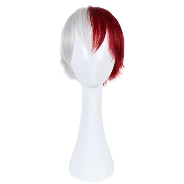 AVEKI Anime My Hero Academia Todoroki Shoto Cosplay Multi-Color Peruk, med lugg inklusive värmetålig för vuxen, röd-485> Peruker