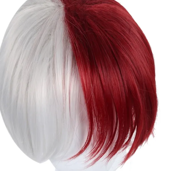 AVEKI Anime My Hero Academia Todoroki Shoto Cosplay Multi-Color Peruk, med lugg inklusive värmetålig för vuxen, röd-485> Peruker