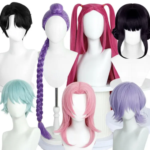 AIZHENCHEN (AZC) Demon K-pop Hunter Kostym Rumi Peruk Mira Zoe Realistisk Anime Cosplay Peruk för Cosplay Konvent Lila Rumi- vuxen Baby (hair)> Peruker