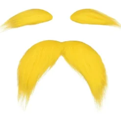 AIZHENCHEN (AZC) Gul mustasch och ögonbryn falskt skägg för barn och vuxna, rollspel Halloween kostymtillbehör roliga festfavörer för män och kvinnor> Tillbehör