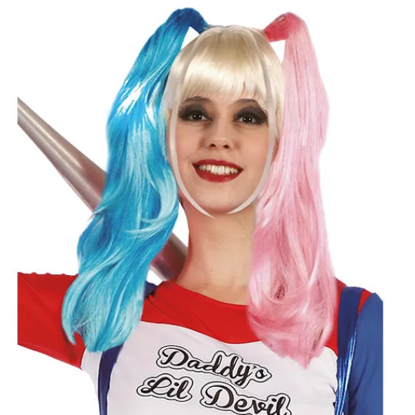 Sweden Quickstyle Bad Girl Harley Quinn Peruk med Lugg one size> Peruker