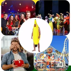 Banan-dräkt för vuxna och barn, lätt gruppdräkt för Halloween, julfester><noscript><img width=