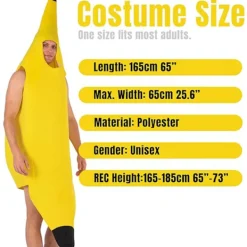 Banan-dräkt för vuxna, unisex, en storlek, Halloweenmaskerad><noscript><img width=