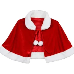 (Barn, 45cm) Juldräkt Mini Röd Sammet Kappa Sjal Tomte Dräkt för Kvinnor> Huvudbonader
