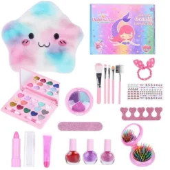 Toyz Land Barn lek smink kit leksak set för flicka 18st tvättbar låtsas smink för småbarn bärbar falsk smink> Smink
