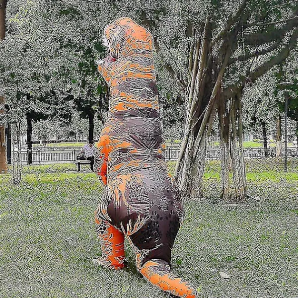 Barn och vuxen dinosaurie uppblåsbar cosplay kostym T-rex anime tecknad festklänning Halloween kostym> Dräkter