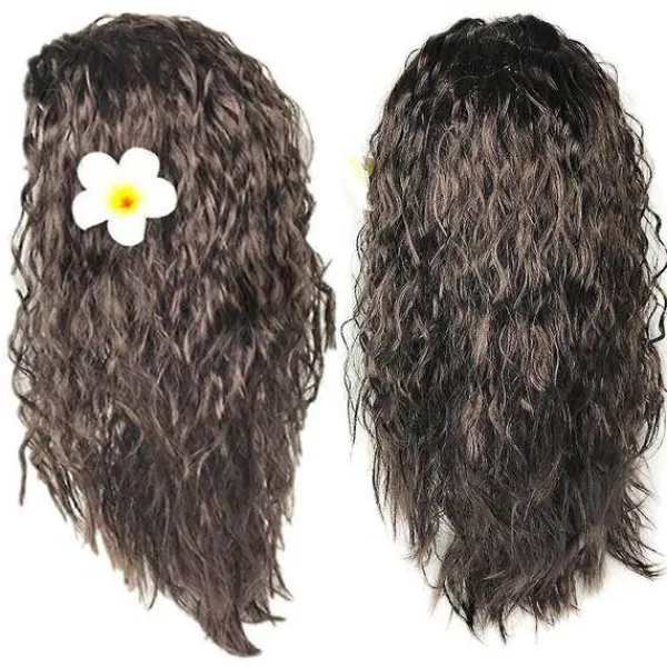 Barnflickor Animie Polynesisk Prinsessa Moana Peruker Hawaiiansk Cosplay Party Kostym Hår Fancy> Peruker