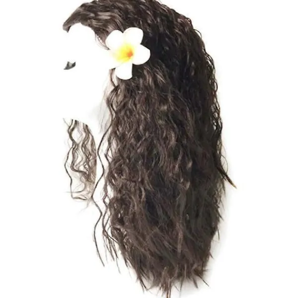 Barnflickor Animie Polynesisk Prinsessa Moana Peruker Hawaiiansk Cosplay Party Kostym Hår Fancy> Peruker