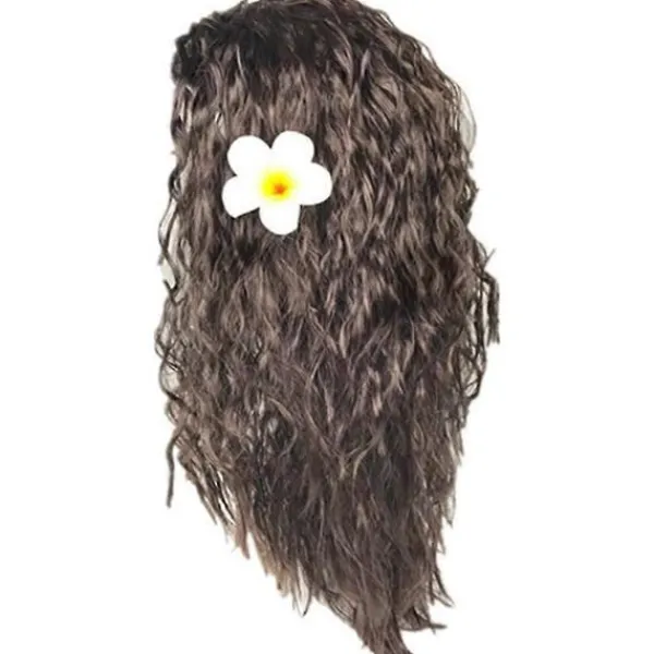Barnflickor Animie Polynesisk Prinsessa Moana Peruker Hawaiiansk Cosplay Party Kostym Hår Fancy> Peruker