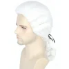 Barockperuk (vit), markisperuk för män och kvinnor med svart band> Peruker