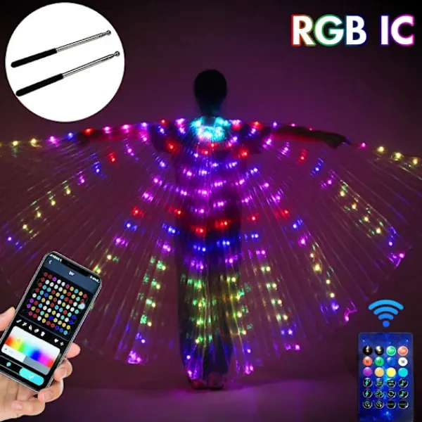 OEM Belly Dance LED-vingar, RGB-färgglad smart fjärrkontroll, 150 LED-pärlor,Rgbic fjärrkontroll> Tillbehör