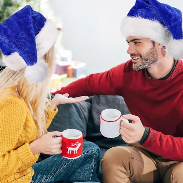 Blå Julhatt för Vuxen, Deluxe Sammet Tomtehatt, Lyxig Jul Tomtehatt För Kvinnor Och Män, Kostym För Julfest> Huvudbonader