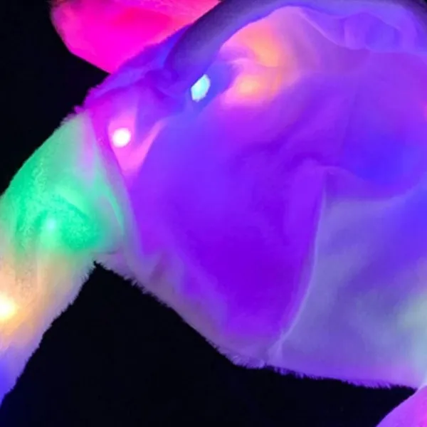 Blå stickad mössa LED dam flicka plysch djur kaninöron mössa keps> Huvudbonader