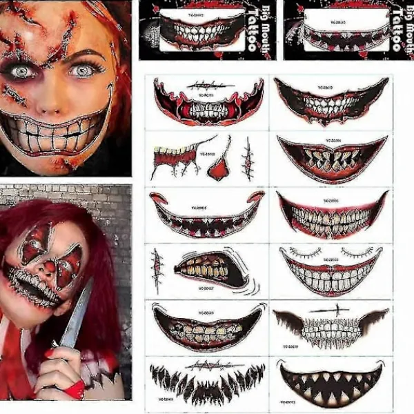 12-blads Halloween Grafisk Tatueringsdekal> Smink