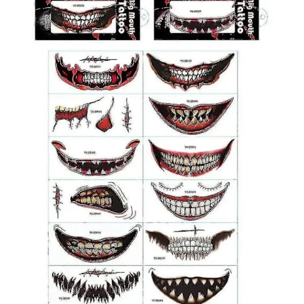 12-blads Halloween Grafisk Tatueringsdekal> Smink