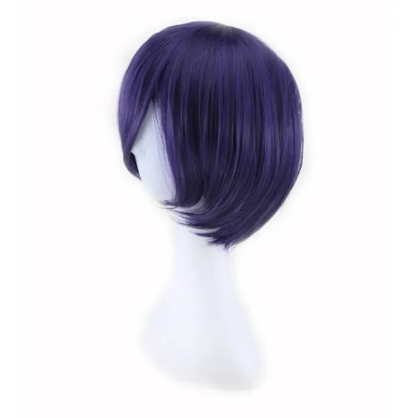 Blåviolett ansiktsinpackad cosplay-animationsperuk (24-25CM), kort rollspel peruk> Peruker