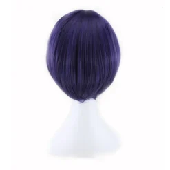Blåviolett ansiktsinpackad cosplay-animationsperuk (24-25CM), kort rollspel peruk><noscript><img width=