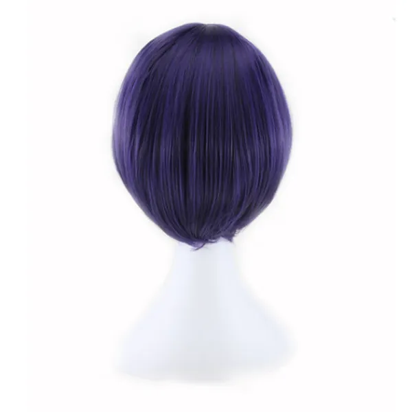 Blåviolett ansiktsinpackad cosplay-animationsperuk (24-25CM), kort rollspel peruk> Peruker