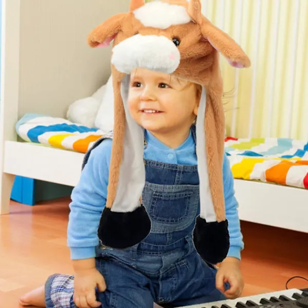 Brun kohatt med öron Rör sig Hoppa Pop Up Slå Plysch Farm Animal Holiday Cosplay Dress Up Rolig Festival Födelsedagspresent för barn Pojkar Flickor, 22' | Fyndiq> Huvudbonader