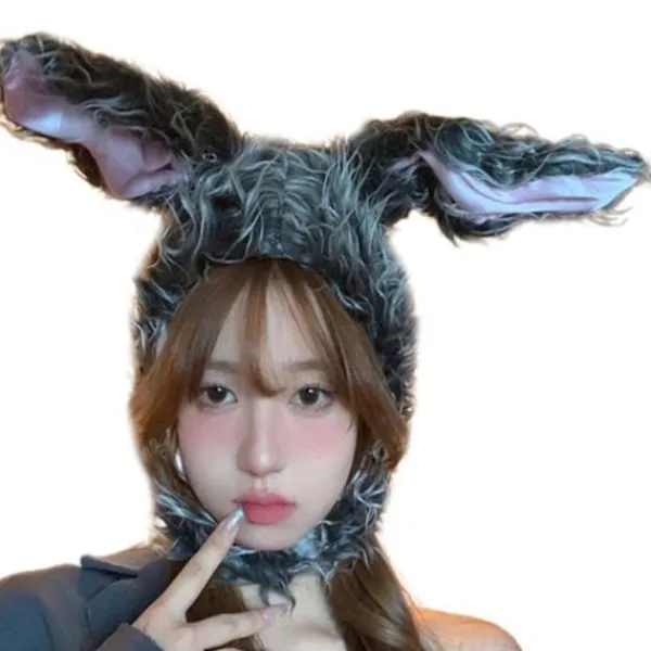 Bunny Ears Hat Öronlapp Cap VIT> Huvudbonader
