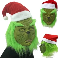 [CA] Christmas Grinch Helmask i Latex för Vuxna med Julhatt, Monster Cosplay, Karnevalsfestdräkt, Maskeradrekvisita [CP]> Masker