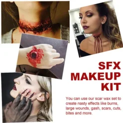 [CA] Halloween sminkset med spatel, ärrvax, falsk blodgel för maskeradfest 1> Smink
