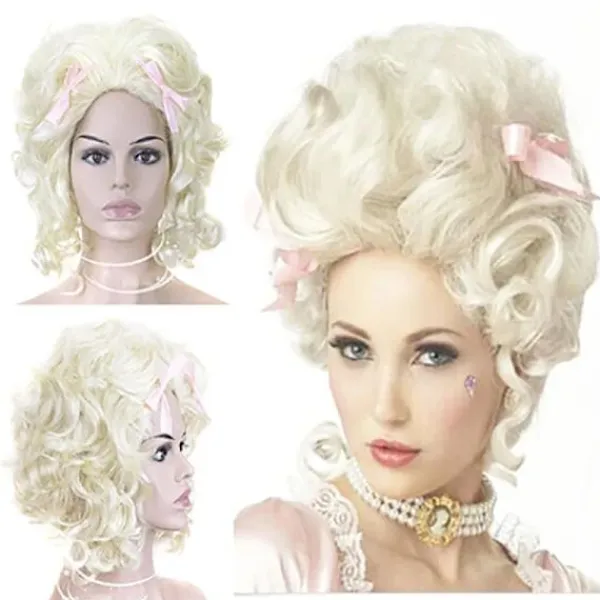 {CACA} Marie Antoinette vit peruk för damer, fransk barock, maskeradaccessoar> Peruker