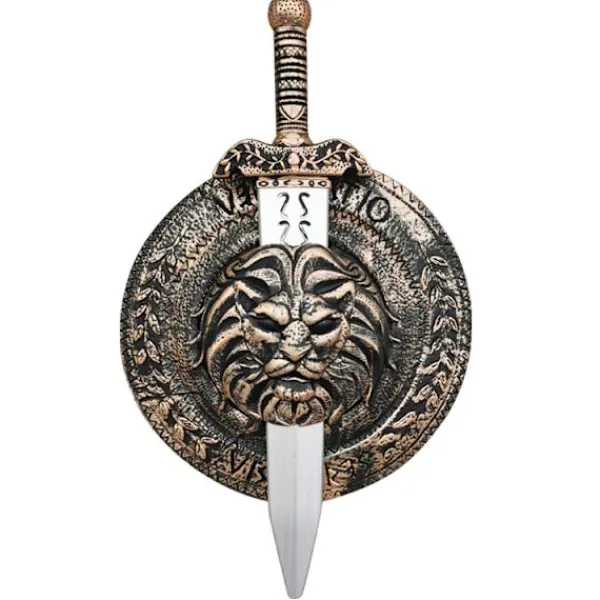 FJORD CALIFORNIA COSTUME COLLECTIONS - Gladiatorkostym för män stridssköld & svärd för män tillbehör - Spartansk sköld Romersk vuxen 30 cm - maskerad o> Tillbehör