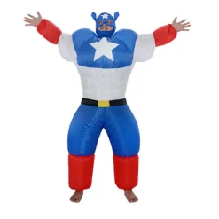 Captain America uppblåsbar dräkt tecknad dockdräkt film- och tv-rollspelsrekvisita expansionsdräkt festleksak> Dräkter