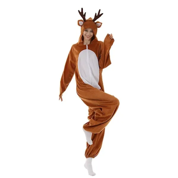 LAIQIANKUI Christmas Moose One-piece Par Rolig Party Scen Kostym Bar Mall Rendräkt ChildM> Dräkter