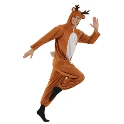 KOOLYOU Christmas Moose One-piece Par Rolig Party Scen Kostym Bar Mall Rendräkt M> Dräkter