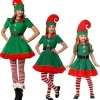 （160CM Kjol）Förälder-Barn Juldräkter Grön Jultomte> Dräkter