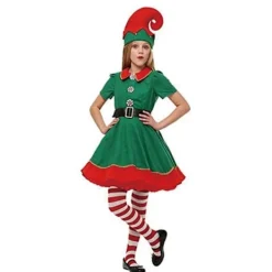 (160CM Kjol)Förälder-Barn Juldräkter Grön Jultomte><noscript><img width=