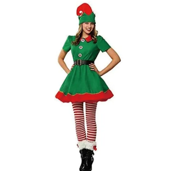 (160CM Kjol)Förälder-Barn Juldräkter Grön Jultomte> Dräkter