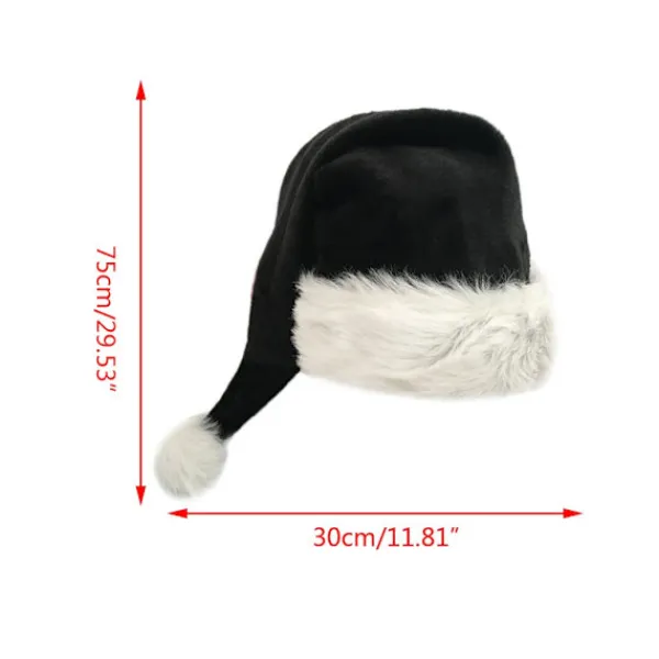 75cm Vuxen Barn Svart Plysch Lång Julhatt Juldräkt Pompom Jultomte Mössa Festival Party Tillbehör Gåvor> Huvudbonader