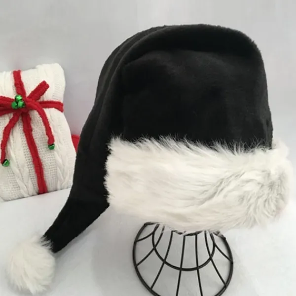 75cm Vuxen Barn Svart Plysch Lång Julhatt Juldräkt Pompom Jultomte Mössa Festival Party Tillbehör Gåvor> Huvudbonader
