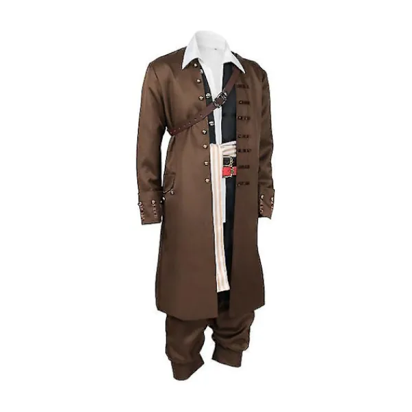 KOOLYOU Cosdaddy Captain Jack Sparrow Cosplay Kostym Kappa Jacka Vuxen Hatt Peruk Kostymer Halloween Carnival Kostym XXL T1> Dräkter