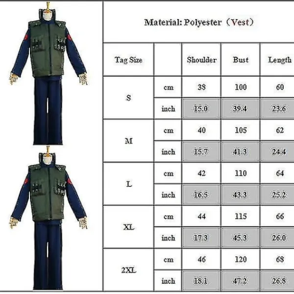 Cosplay Festdräkt Naruto Anime Hatake Kakashi Väst Jacka+toppar+byxor Set Outfits Set Vuxna Presenter L> Dräkter