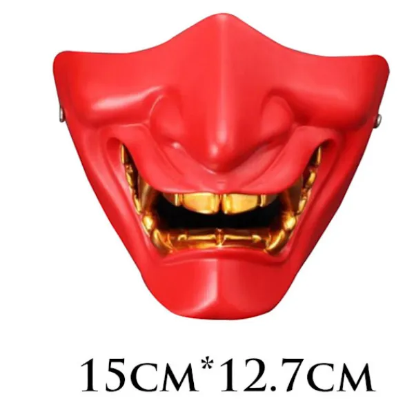 Cosplay Mask Game Half Face Airsoft Oni Mask Halloween Mask GRÅ> Masker