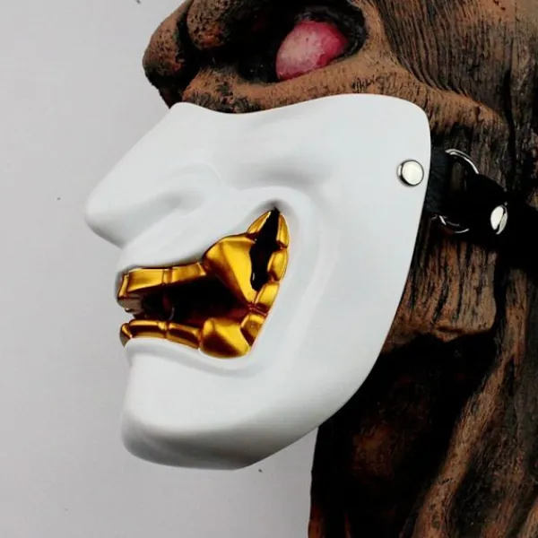 Cosplay Mask Game Half Face Airsoft Oni Mask Halloween Mask GRÅ> Masker