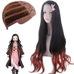 Cosplay peruk demon slayer gradient långt hår syntetisk peruk W> Peruker