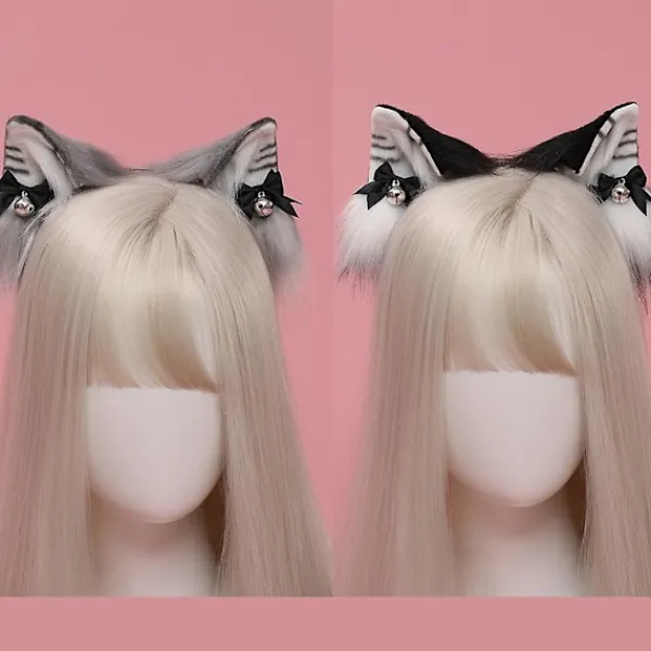 Cosplay Pälshuvudbonad Klocka Rosett Hårsnodd Djur För Kattungar Kaw> Huvudbonader