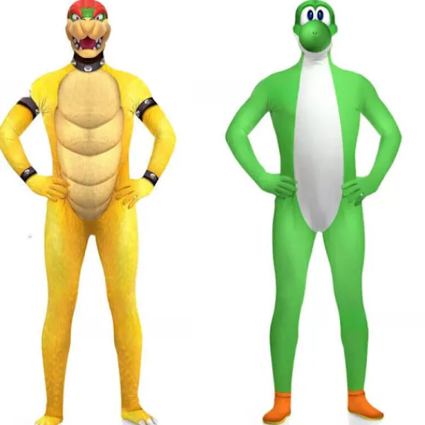 Cosplay Super Mario Bros Bowser Yoshi Mask Jumpsuit Vuxen Barn Bodysuit*Kostym -FA- Adult L(160)> Dräkter
