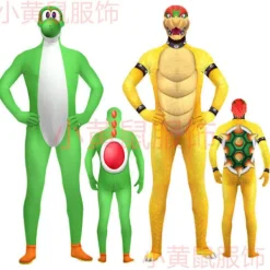 Cosplay Super Mario Bros Bowser Yoshi Mask Jumpsuit Vuxen Barn Bodysuit*Kostym -FA- Adult L(160)><noscript><img width=